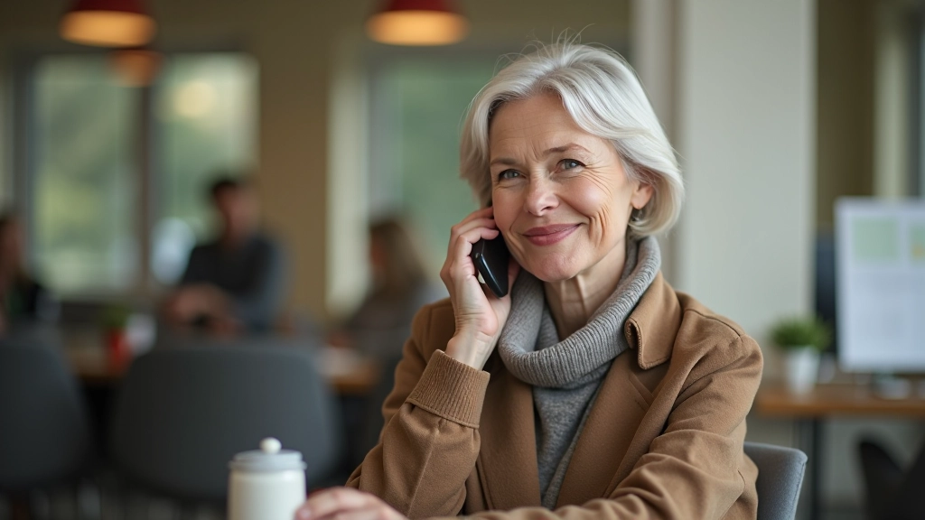 Senyva moteris naudoja telefoną, skambina į informacijos centrą